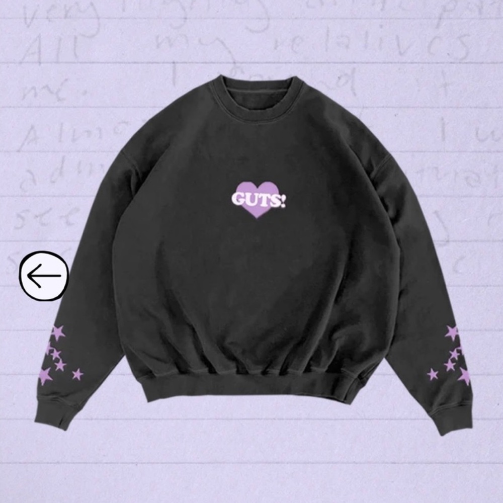 Olivia Rodrigo GUTS World Tour Pullover Black Concert Exclusive Official Merch